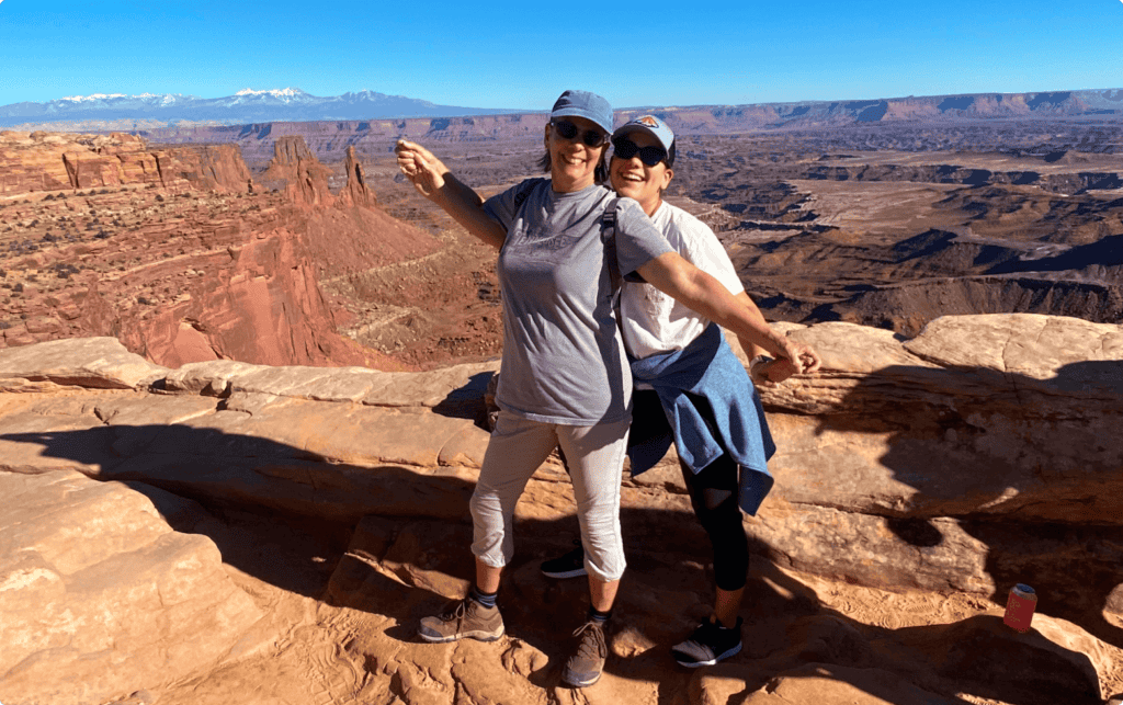mother and daughter in utah canyon