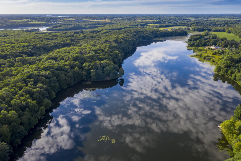 Aerial view of fish lake in st croix